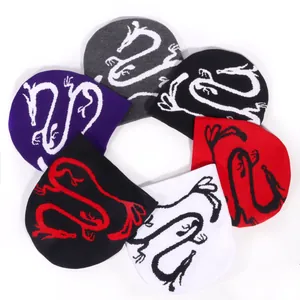 Gorros de punto estilo Y2K con patrones de dragón en seis colores diferentes