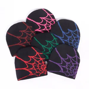 Unisex Y2K Spiderweb Knit Beanie Hat Streetwear Gothic Jacquard Acrylic Warm Winter Hat For Men Women