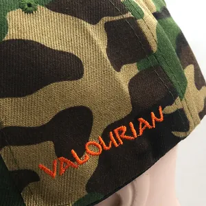 Casquette hip hop camouflage avec broderie VALOURIAN orange et motif V pour hommes et femmes
