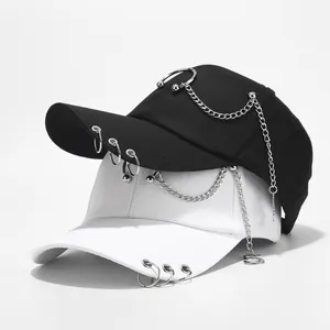 Hiphop Punk Baseball Cap Metallringe Ketten Eiffelturm Paris Stickerei Verstellbarer Streetwear Hut Für Kinder Erwachsene