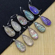 Pendentifs en nacre d'abalone irréguliers en forme de goutte avec bordure en métal