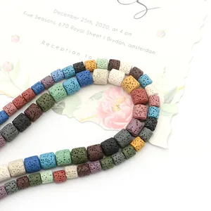 Cuentas de piedra volcánica de colores para joyería DIY y difusores de aromaterapia