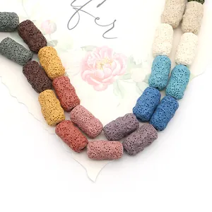 Bunte zylindrische Lavastein-Perlen für Aromatherapie-Schmuck und DIY-Bastelarbeiten