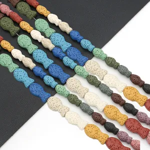 Perles de Pierre de Lave Volcanique Naturelle Formes Mixtes Poisson Crâne Étoile Pour la Fabrication de Bijoux DIY Perles Diffuseurs d'Aromathérapie Accessoires de Roche Colorés