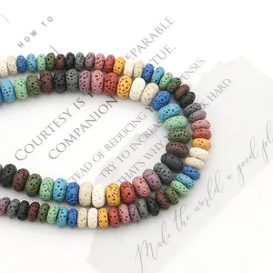 Bunte Lavastein-Perlen mit poröser Textur für DIY-Schmuckherstellung