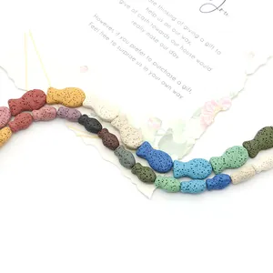 Perles colorées en pierre de lave en forme de poisson pour la création de bijoux