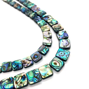Square iridescent abalone shell loose beads with rainbow luster for jewelry making