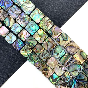 Iridiserende vierkante natuurlijke abalone schelpkralen voor doe-het-zelf sieraden