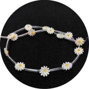 Natural white mother of pearl shell sunflower beads for DIY jewelry bracelets and necklaces
