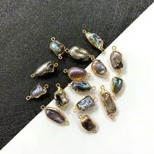 Barockperlen-Verbinder mit Goldrand und Doppelösen für DIY-Schmuckherstellung