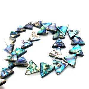 Macro de perles en nacre d'abalone naturelle de 13mm en triangle avec reflets irisés pour DIY
