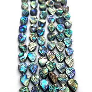 Perles en nacre d'abalone naturelle en forme de goutte et de feuille aux reflets irisés