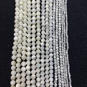 Natural white shell round beads in various sizes for DIY jewelry making and crafts