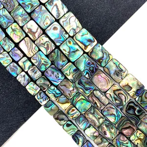 Gepolijste rechthoekige abalone schelp kralen met iriserende kleuren voor DIY sieraden