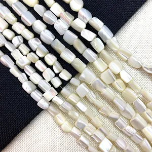 Irregular white mother-of-pearl loose beads with natural iridescent luster for DIY jewelry