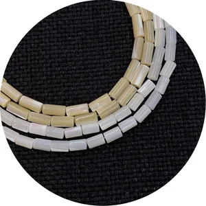 Natural cylindrical shell beads in white and nude for DIY jewelry making
