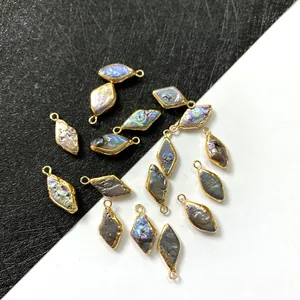 Pendentif losange en perle d'eau douce violette et plaqué or pour bijoux DIY