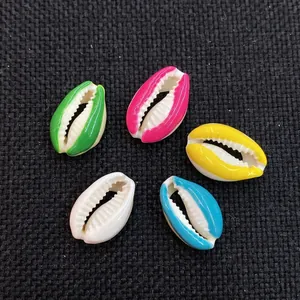 Colorful resin shell charms in five vibrant colors for DIY necklace and bracelet making