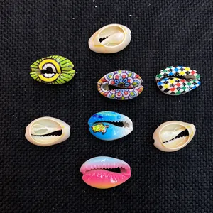Colorful hand-painted natural cowrie shell beads for DIY jewelry and necklaces
