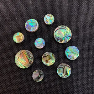 Cuentas redondas de concha de abulón natural con brillo arcoíris para hacer joyas de bricolaje