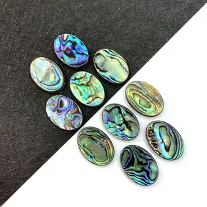 Lote de 10 cabujones ovalados de concha de abulón iridiscente para creación de joyas DIY