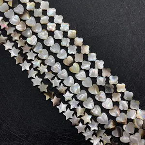 Perles en nacre naturelle en forme d'étoile et de cœur pour bijoux et bracelets