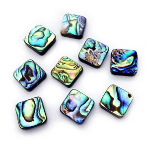 Cuentas cuadradas de concha natural de abulón para joyería DIY con brillo irisado único