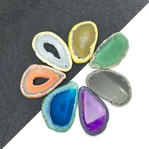 Natuurlijke Agaat Schijven Hangers Onregelmatige Geode Schijf Bedeltjes Voor DIY Sieraden Maken Gepolijste Steen Ketting Accessoires