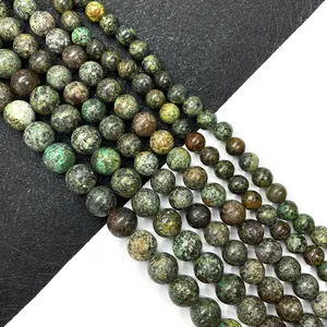 Natural African Turquoise Stone Round Loose Beads For Jewelry Making DIY Bracelet Necklace Polished Gemstone Spacer Beads