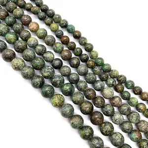 Natural African Turquoise stone round loose beads for DIY jewelry making and bracelets