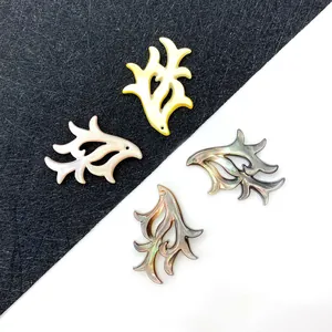 Pendentif Flamme Abstraite en Coquille Naturelle Uniquement (Sans Chaîne) Pour DIY Collier Boucles d'Oreilles Bijoux Femme