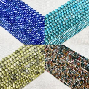 Pietra Naturale Perle Sfuse Tonde Turchese Agata Colori Misti Perle Sferiche Lucide Per Creazione Gioielli Braccialetti DIY