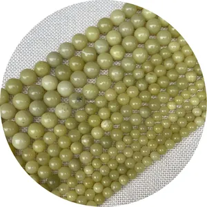 Natural yellow-green lemon jade round beads strands in various sizes for DIY jewelry