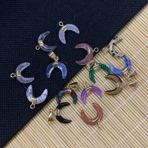 Pendentif Croissant de Lune en Pierre Naturelle Forme de Corne pour la Fabrication de Bijoux DIY Collier Bracelet Pendentif Uniquement