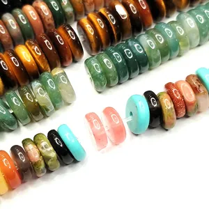 Polished natural malachite and aventurine gemstone spacer beads for DIY jewelry making