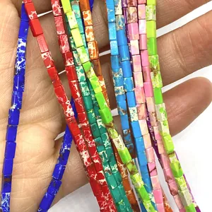 Cuentas rectangulares de piedra natural multicolor 2x4mm para joyería DIY