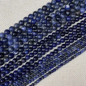 Perle tonde in sodalite blu lucido da 4mm a 10mm per la creazione di gioielli