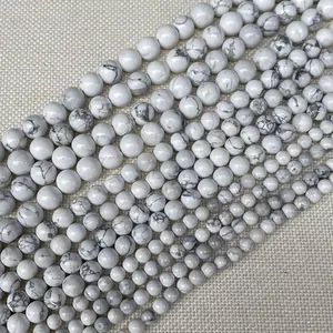 Perle in howlite bianca lucida per gioielli fai-da-te con venature marmoree naturali