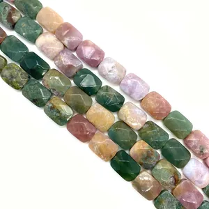 Faceted rectangular natural stone beads in varied colors for DIY jewelry making