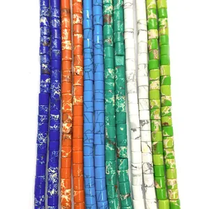 Perles tubes cylindriques en pierre naturelle 4x4mm pour création de bijoux DIY et artisanat