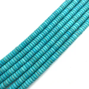 Fili di perline heishi turchesi blu con motivi a matrice per la creazione di gioielli fai-da-te