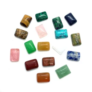 Cabochons rectangulaires en œil de tigre et quartz rose pour la création de bijoux