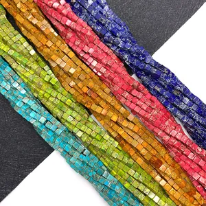 Vibrant multi-color cubic natural stone beads strands for DIY jewelry making