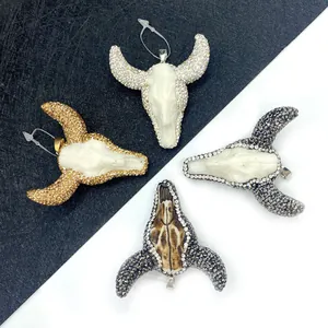 Stierkopf Totenkopf Anhänger Acryl Strass Eingelegt Boho Stil DIY Halskette Zubehör Melonenkern Schnalle Schmuckherstellung