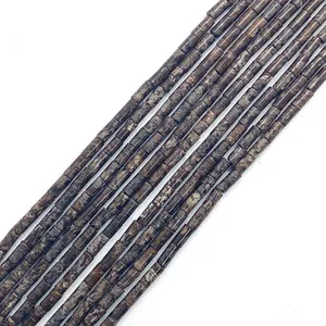 Macro view of cylindrical tiger eye natural stone beads for DIY jewelry making