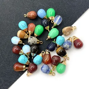 Natural Stone Teardrop Pendants Waterdrop Shape Gemstone Charms With Metal Bail For Jewelry Making DIY Necklaces Accessories