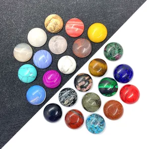 Cabochons ronds en œil de tigre et améthyste naturelle pour création de bijoux DIY