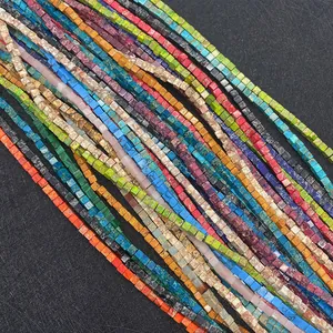 Vue détaillée de perles cubiques de 3mm en pierre naturelle colorée pour bijoux DIY