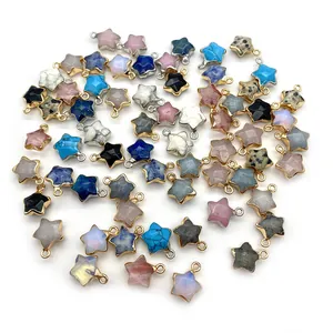 Pendentifs en pierre naturelle en forme d'étoile avec bords métalliques variés