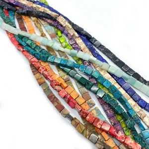 Colorful 3x6mm square natural imperial jasper stone beads for DIY jewelry making